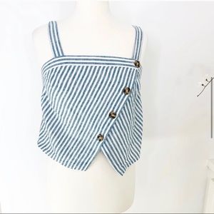 Chelsea and Violet- Crop Top, Asymmetrical Linen